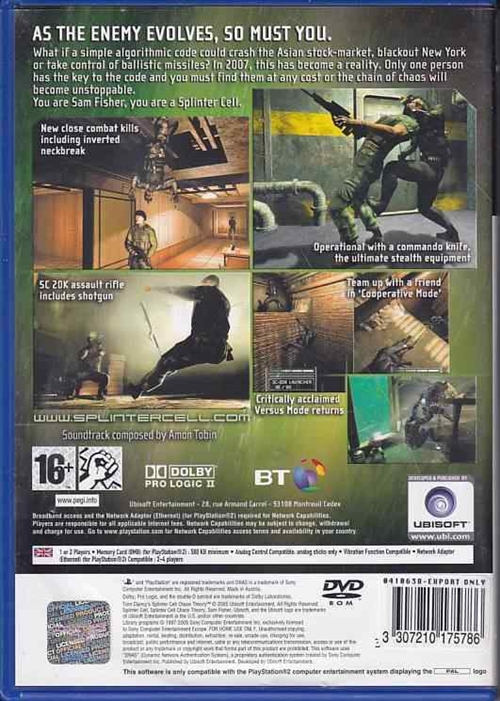 Tom Clancys Splinter Cell Chaos Theory - PS2 (B Grade) (Genbrug)